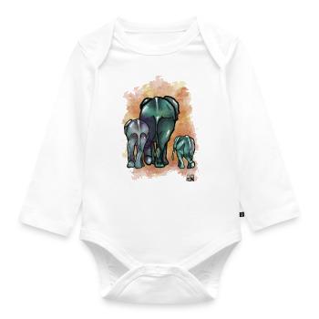 Génération éléphant - Body Bébé bio manches longues - blanc - Devant