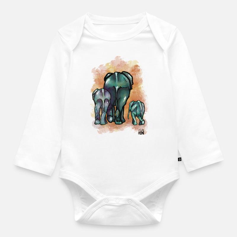 Elephant Generation - Organic Longsleeve Baby Bodysuit - white