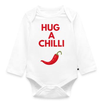 HUG A CHILLI - Organic Longsleeve Baby Bodysuit - white - Front