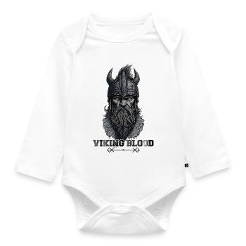 Wikingerblut, Odin Nordischer Gott erwartet uns in Walhalla - Baby Bio-Langarm-Body - Weiß - Vorne