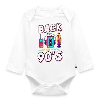 90s Theme Party 1990s Nineties Costume - Organic Longsleeve Baby Bodysuit - white - Front