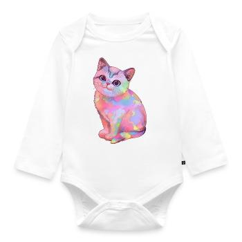 Colorful, magical cat - Organic Longsleeve Baby Bodysuit - white - Front
