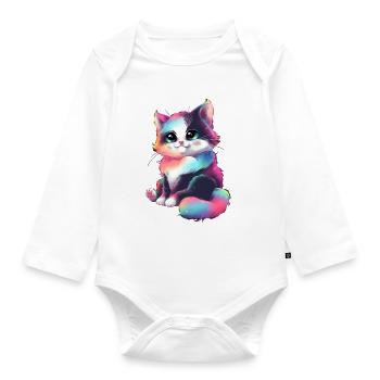 Dreamy little cat - Organic Longsleeve Baby Bodysuit - white - Front