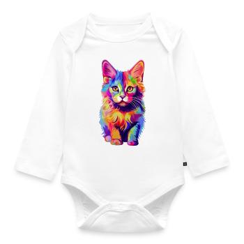 Motley cat - Organic Longsleeve Baby Bodysuit - white - Front
