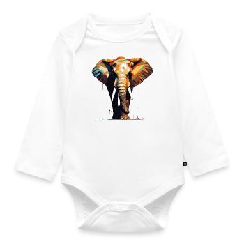 Éléphant majestueux - Body Bébé bio manches longues - blanc - Devant