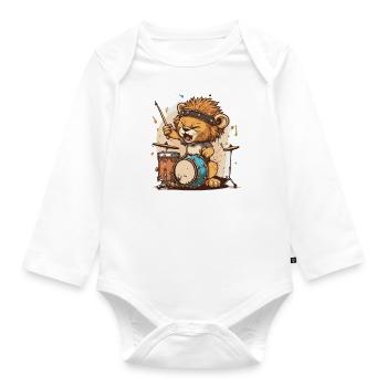 Rhythm of the Lion - Organic Longsleeve Baby Bodysuit - white - Front