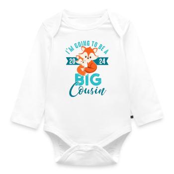 Je vais être grand cousin 2024 fox baby boy - Body Bébé bio manches longues - blanc - Devant