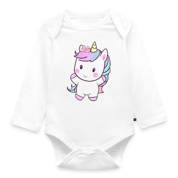 Licorne dansante mignonne, conception fantastique joyeuse - Body Bébé bio manches longues - blanc - Devant