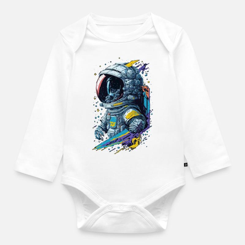 Astronaute - Body Bébé bio manches longues - blanc