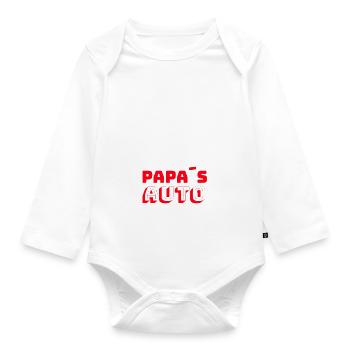 My dad is a firefighter, drives a big car - Organic Longsleeve Baby Bodysuit - white - Front