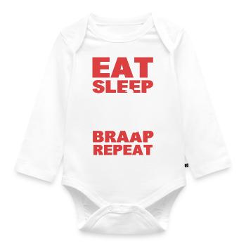 Eat Sleep Braap Repeat Motorcross Rider - Baby Bio-Langarm-Body - Weiß - Vorne