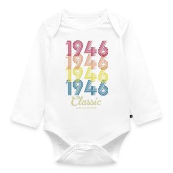 1946 Birthday Born in 1946 Retro Vintage - Organic Longsleeve Baby Bodysuit - white - Front