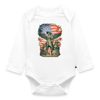 steampunk american flag - Body Bébé bio manches longues - blanc - Devant