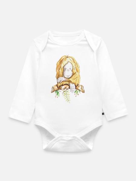 Ruhender Orang-Utan - Baby Bio-Langarm-Body - Weiß