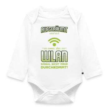 No Wifi Kein Wlan Signal Empfangsstörung - Baby Bio-Langarm-Body - Weiß - Vorne