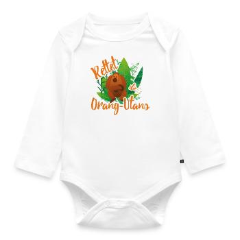 Rettet die Orang-Utans - Baby Bio-Langarm-Body - Weiß - Vorne
