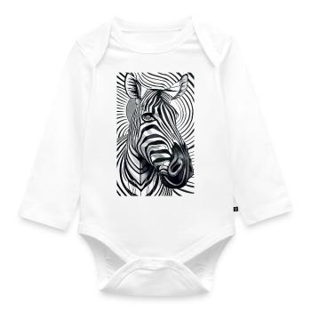 Psychedelisches Zebra - Baby Bio-Langarm-Body - Weiß - Vorne