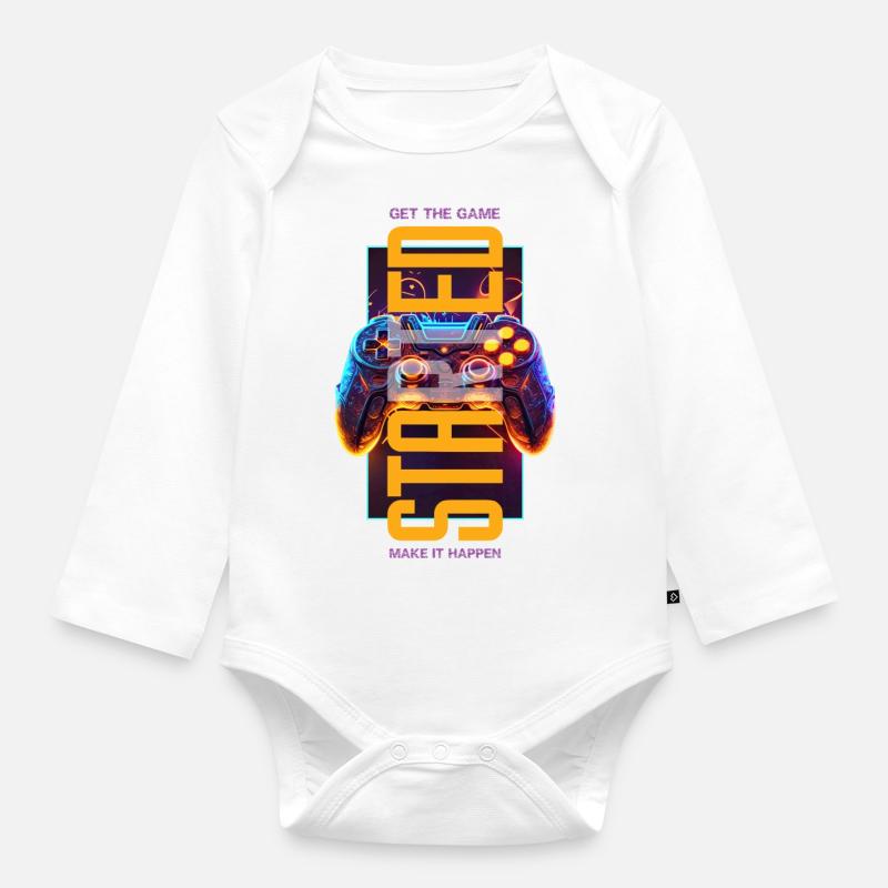 Get the game started - Body Bébé bio manches longues - blanc