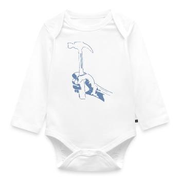 Zimmerer Hand mit Hammer Silhouette Handwerk - Baby Bio-Langarm-Body - Weiß - Vorne