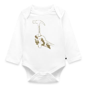 Zimmerer Hand mit Hammer Silhouette Handwerk - Baby Bio-Langarm-Body - Weiß - Vorne