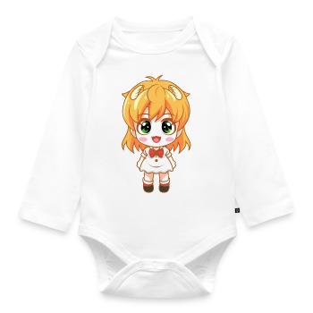 Manga Bande Dessinée Fille - Body Bébé bio manches longues - blanc - Devant