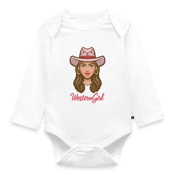 Western Girl - Organic Longsleeve Baby Bodysuit - white - Front