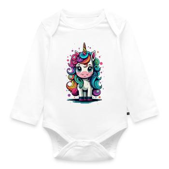 Fett süßes Einhorn - Baby Bio-Langarm-Body - Weiß - Vorne
