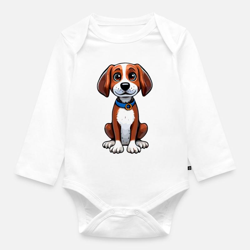 Chien mignon - Body Bébé bio manches longues - blanc