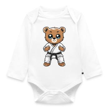 Teddybär Selbstverteidigung - Baby Bio-Langarm-Body - Weiß - Vorne