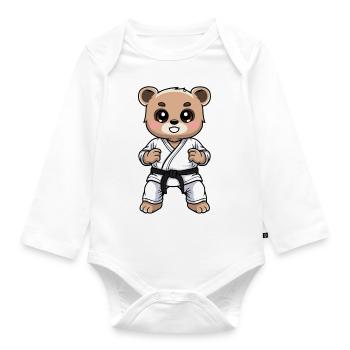 teddy karate - Baby Bio-Langarm-Body - Weiß - Vorne