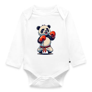 Boxe Panda - Body Bébé bio manches longues - blanc - Devant