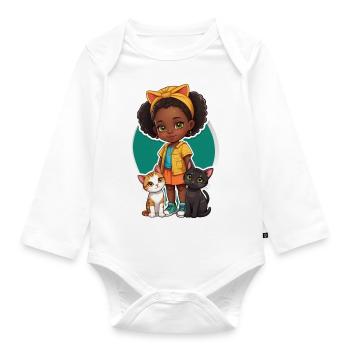 Idée cadeau d’amant de chat Noël - Body Bébé bio manches longues - blanc - Devant