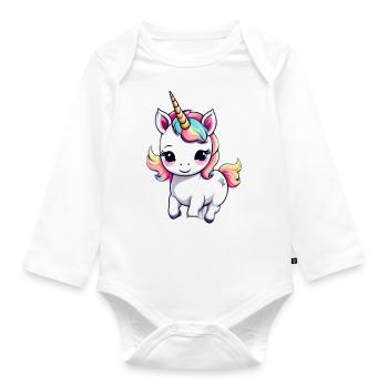 Licorne Einhorn Kawaii - Baby Bio-Langarm-Body - Weiß - Vorne