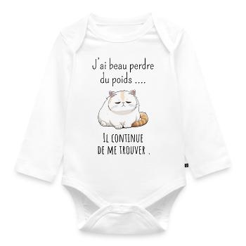 J’ai beau perdre poids il continue de me trouver - Body Bébé bio manches longues - blanc - Devant