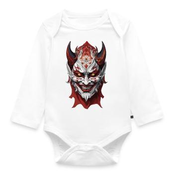 Kabuki Maske / Japanische Kunst / Theater / Antik - Baby Bio-Langarm-Body - Weiß - Vorne