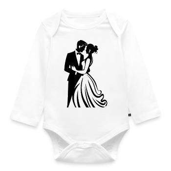 Mariée marié jeunes mariés mariage - Body Bébé bio manches longues - blanc - Devant