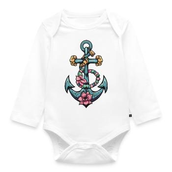 Anker Hafen - Baby Bio-Langarm-Body - Weiß - Vorne