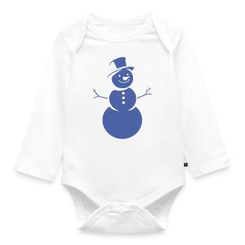 Minimalistische Silhouette eines Schneemanns - Baby Bio-Langarm-Body - Weiß - Vorne