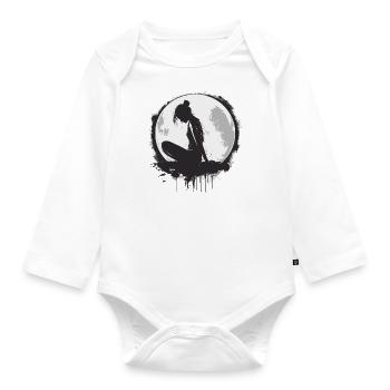 femme sur la lune - Body Bébé bio manches longues - blanc - Devant