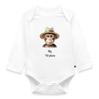 Max the casual monkey - Organic Longsleeve Baby Bodysuit - white - Front