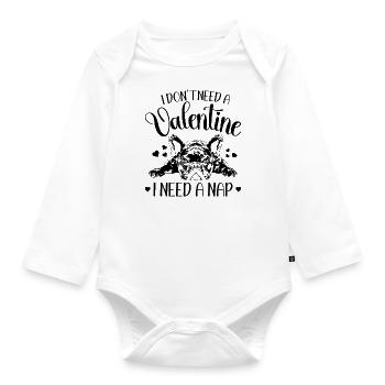Französische Bulldogge Valentine Hunde Wilsigns - Baby Bio-Langarm-Body - Weiß - Vorne