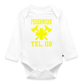 Fire brigade - Organic Longsleeve Baby Bodysuit - white - Front
