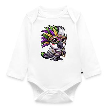 Mardi Gras Cockatoo, Blaze of Colors - Organic Longsleeve Baby Bodysuit - white - Front
