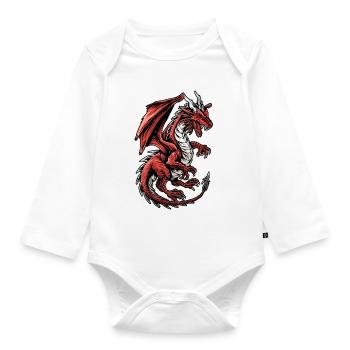 Vintage Dragon rampant - Organic Longsleeve Baby Bodysuit - white - Front