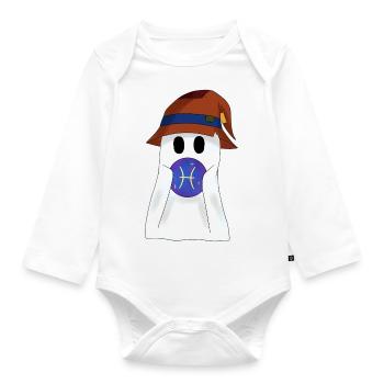 Kleiner Geist mit dem Sternzeichen Fische - Baby Bio-Langarm-Body - Weiß - Vorne