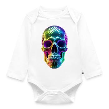 Neon Skull - Organic Longsleeve Baby Bodysuit - white - Front