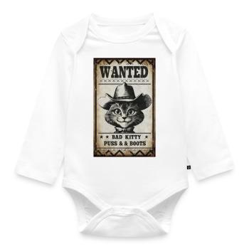 Poster poster bad cat wanted vintage - Organic Longsleeve Baby Bodysuit - white - Front
