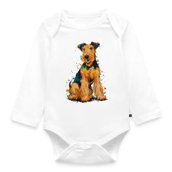 Airedale Terrier - Body Bébé bio manches longues - blanc - Devant