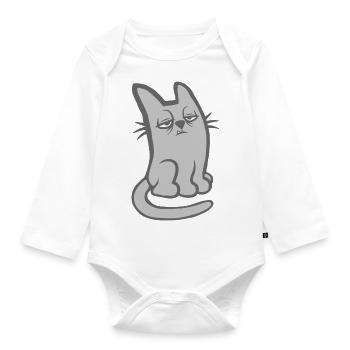 Lustige müde Katze mag keinen mürrischen Morgen - Baby Bio-Langarm-Body - Weiß - Vorne