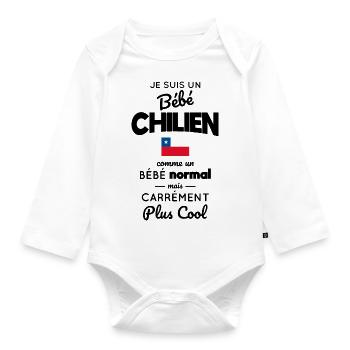 Chilenisches Baby wie ein normales Baby, aber cooler - Baby Bio-Langarm-Body - Weiß - Vorne